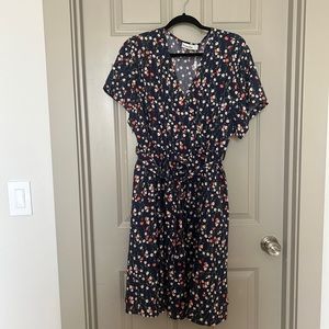 Floral blue knee length dress